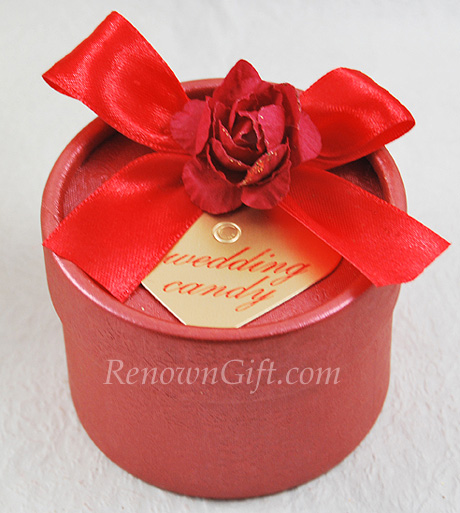 Wedding Door Gift Red Round Candy Box