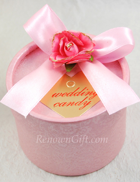 Wedding Door Gift Pink Round Candy Box