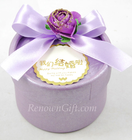Wedding Door Gift Purple Round Candy Box
