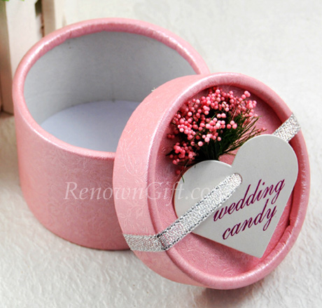 Pink Round Candy Box Favour