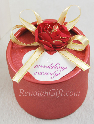 Red Round Wedding Candy Box