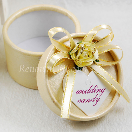 Gold Round Wedding Candy Box