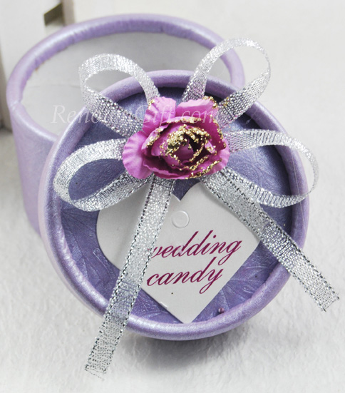 Purple Round Wedding Candy Box