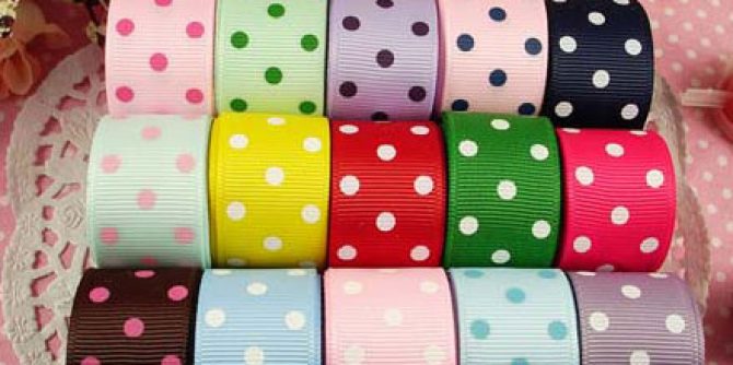 printed grosgrain polkadot 22mm