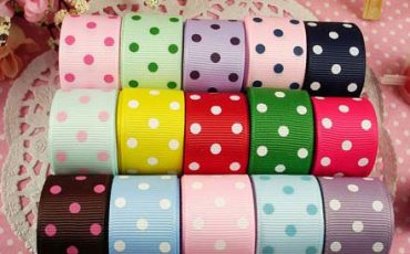 printed grosgrain polkadot 22mm